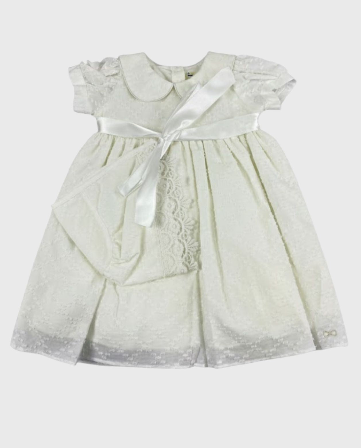 Vestido Ceremonia Con Pava Puntos Blanco