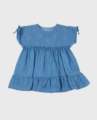 Vestido Mariposas Bordado Denim claro