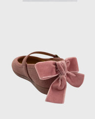 Baletas Con Lazo De Terciopelo Tokolate detalle