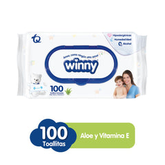 Toallitas Húmedas Aloe Vera Y Vitamina E Winny X100 Travesuras Infantiles