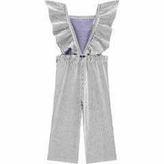 Enterizo Acanalado Rayas Para Niña escote