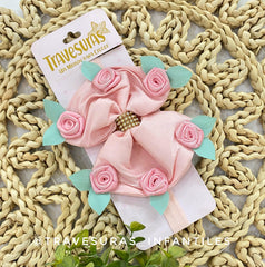 Balaca Cintillo Moño Rosas Rosada Lilo