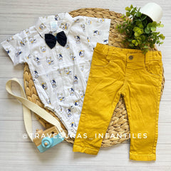 Conjunto Formal Camisa y Pantalón Body Perritos Para Niño