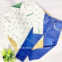 Conjunto Camisa Y Jean Caballitos Para Niño