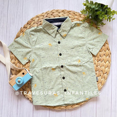 Camisa Manga Corta Palmeras verde