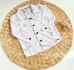 Camisa Manga Larga Estampada blanco