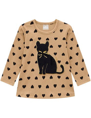 Blusa Puntos Gata Milon beige estampado
