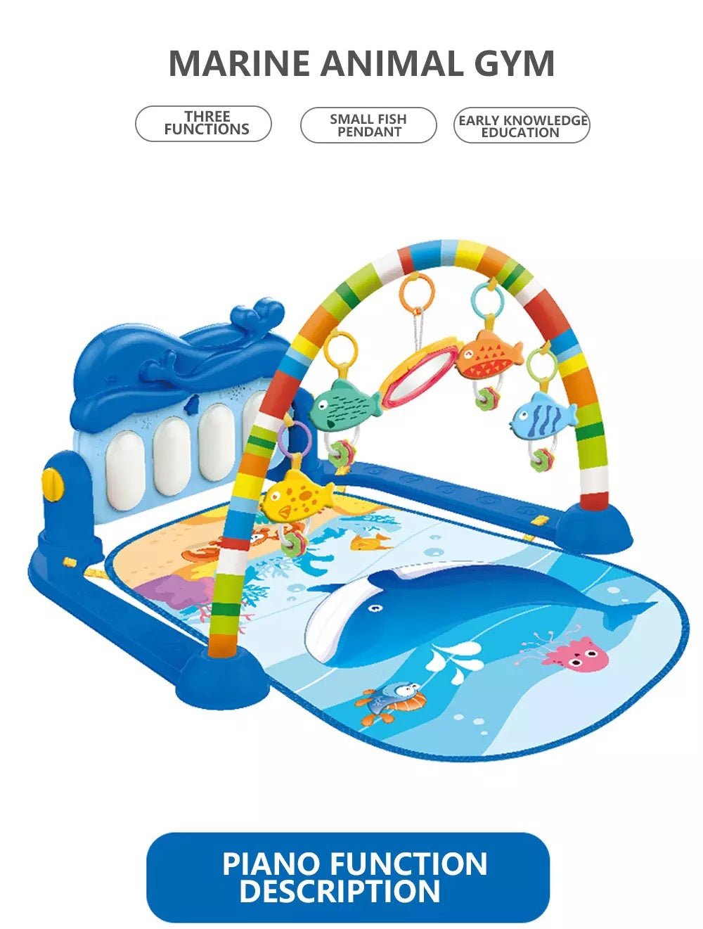 Gimnasio Piano Baby Ballena funciones