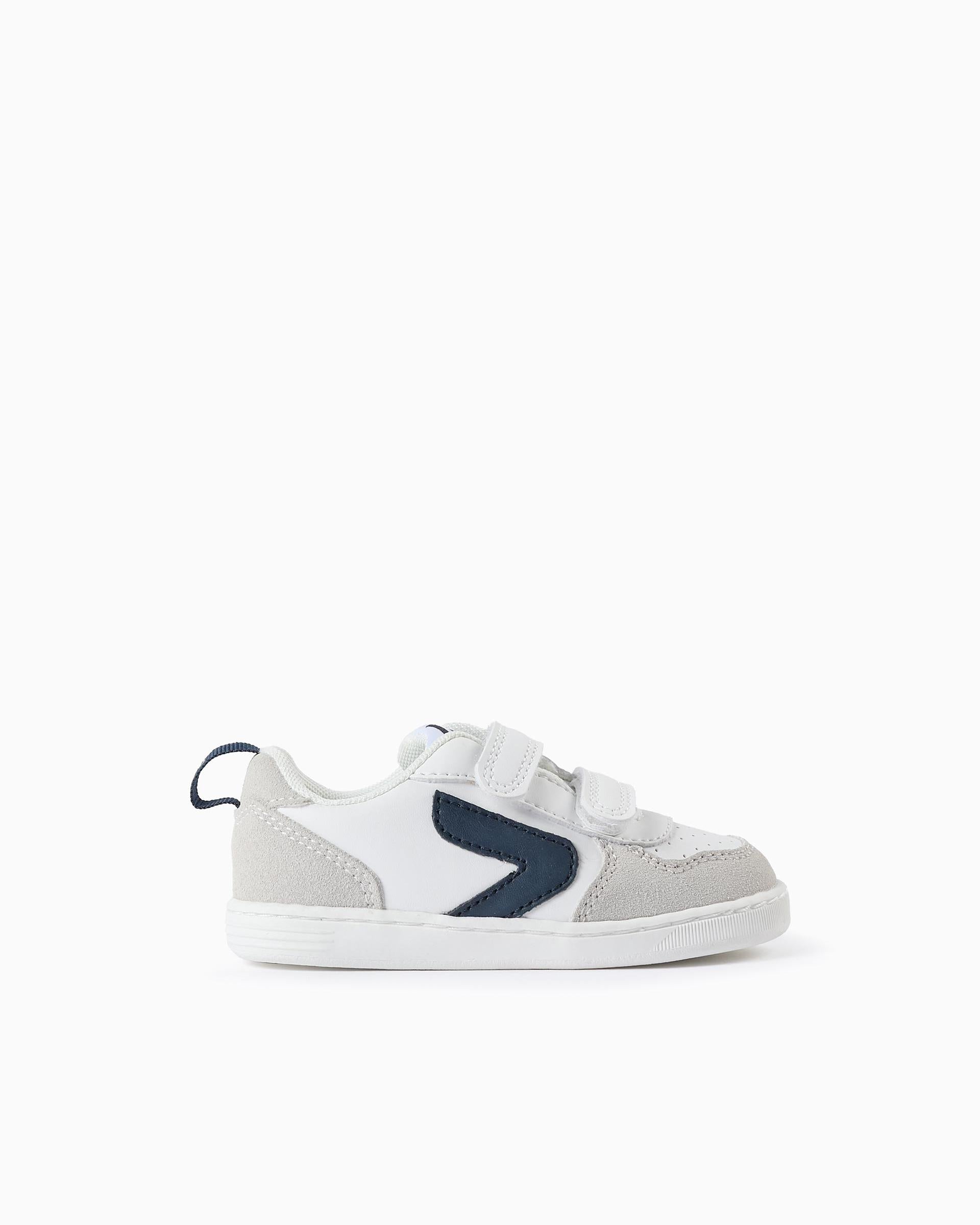 Tenis Velcro Combinado Gris Azul Zippy