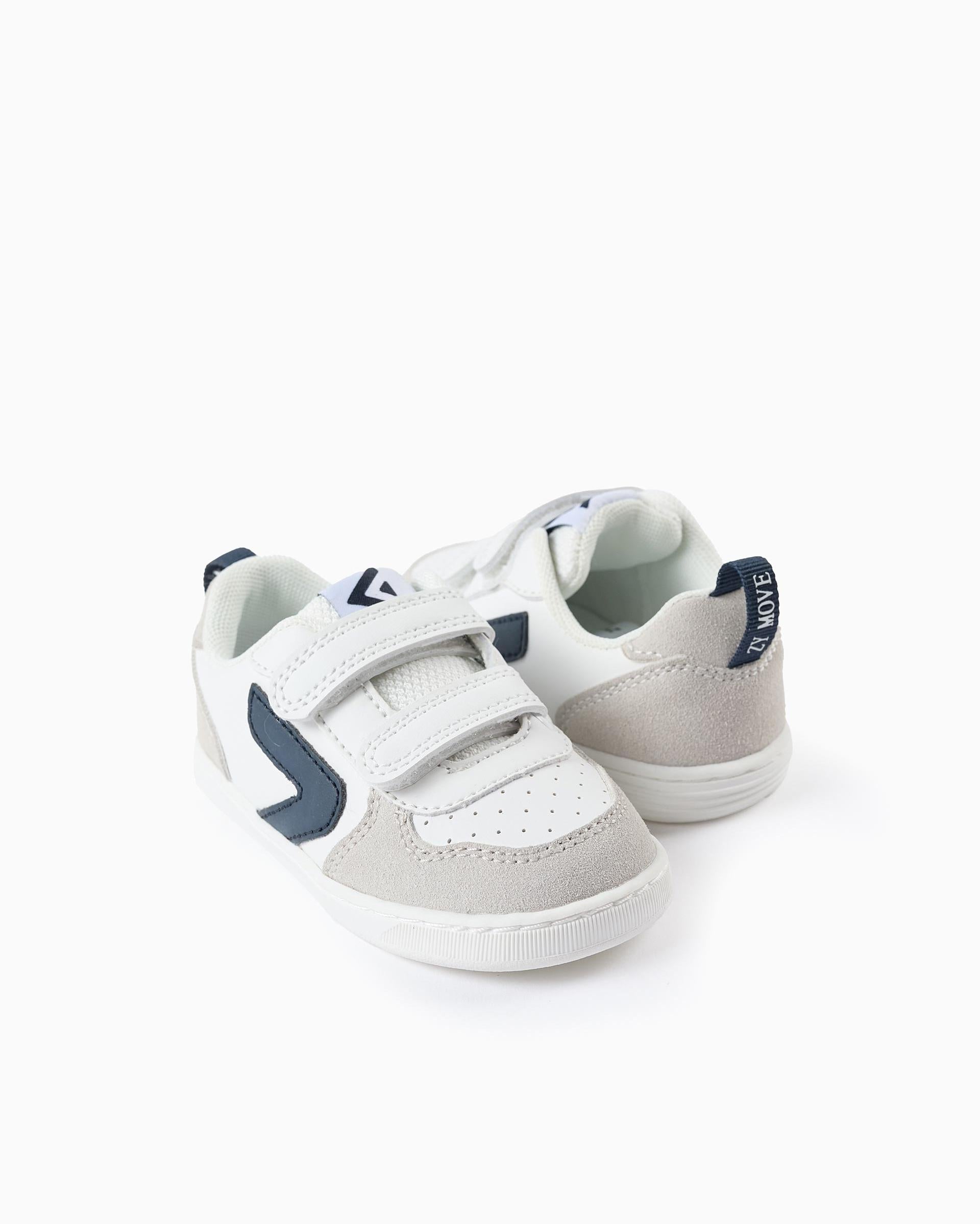 Tenis Velcro Combinado Gris Azul Zippy estilo