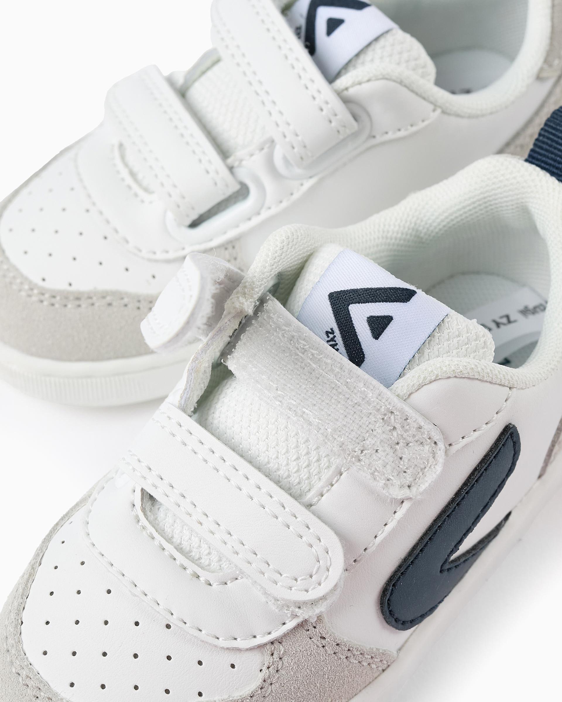 Tenis Velcro Combinado Gris Azul Zippy detalle