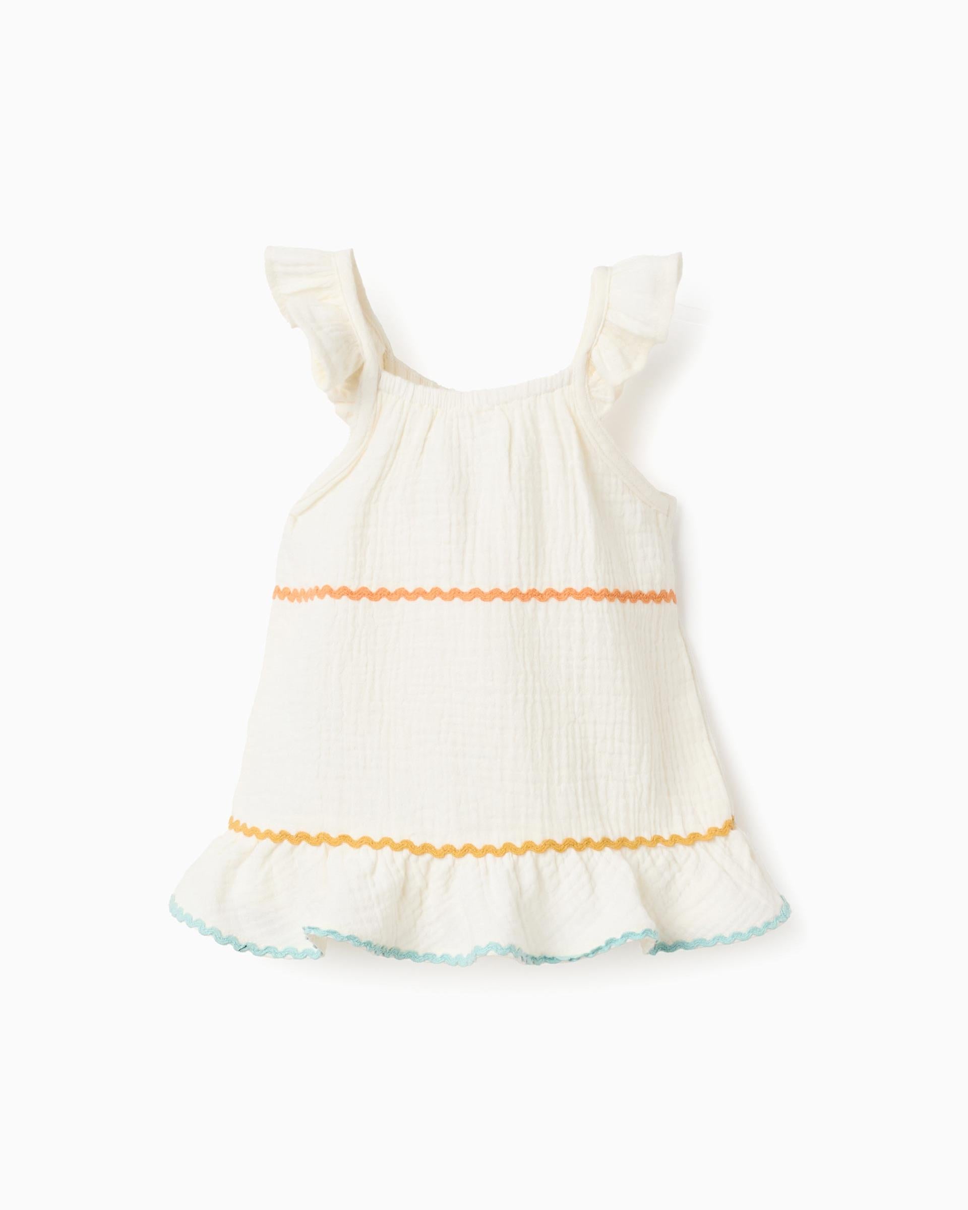 Blusa Bordado Rayas Beige Zippy estilo