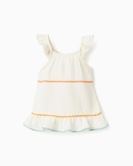 Blusa Bordado Rayas Beige Zippy estilo