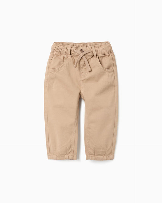 Pantalón Dril Cintura Resortada Beige Zippy