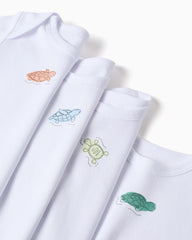Set 4 Bodys Estampado Animales Blanco Zippy