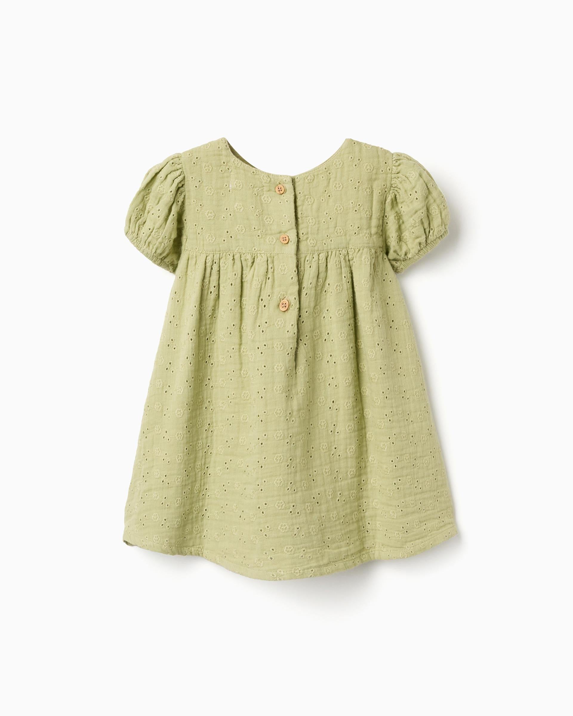 Vestido Ojalillo Bordado Verde Zippy estilo