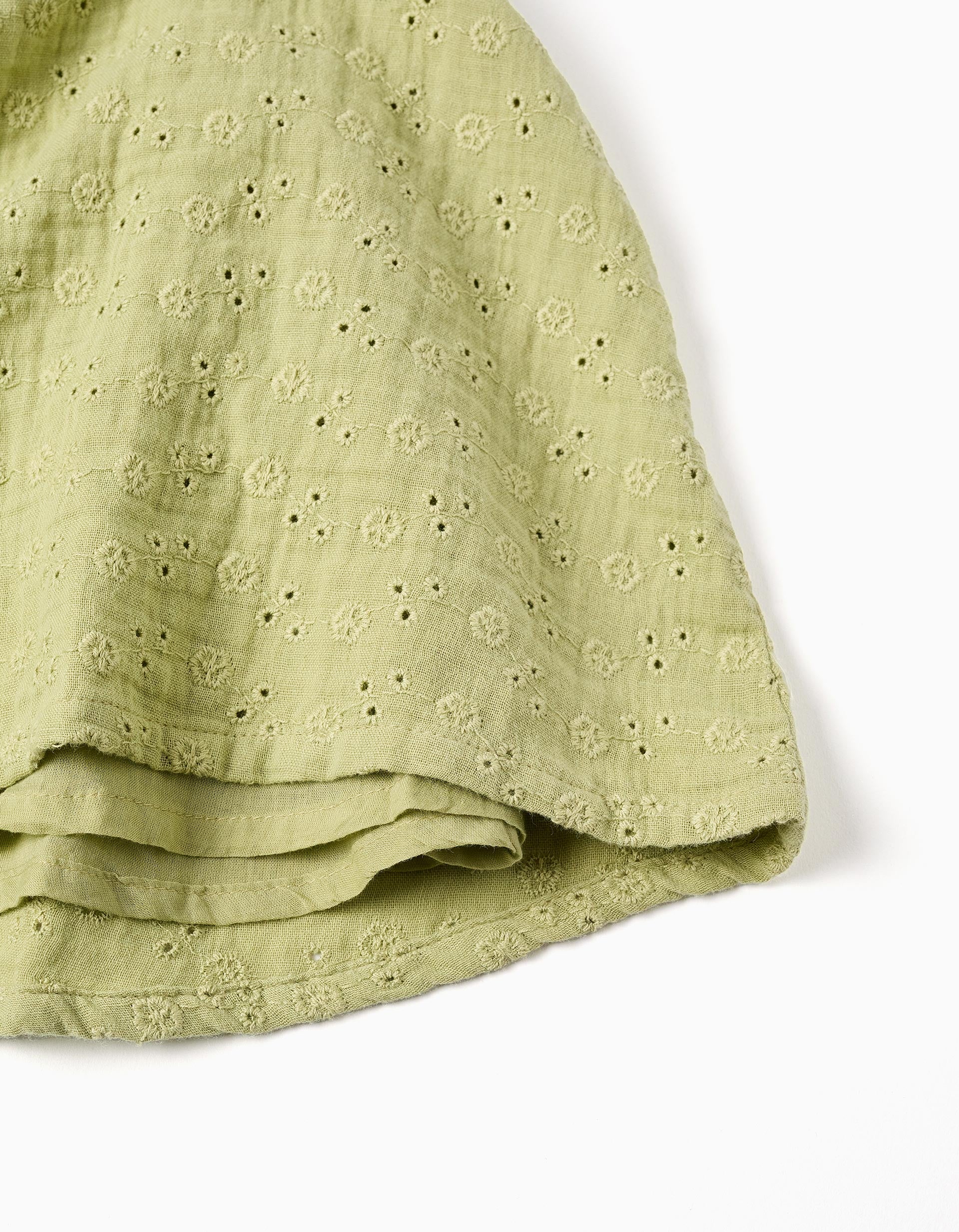 Vestido Ojalillo Bordado Verde Zippy detalle