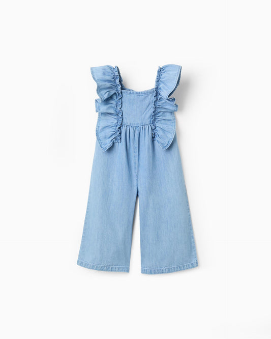 Enterizo Largo Volantes Denim Zippy estilo