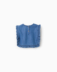 Blusa Volantes Flores Denim Zippy estilo