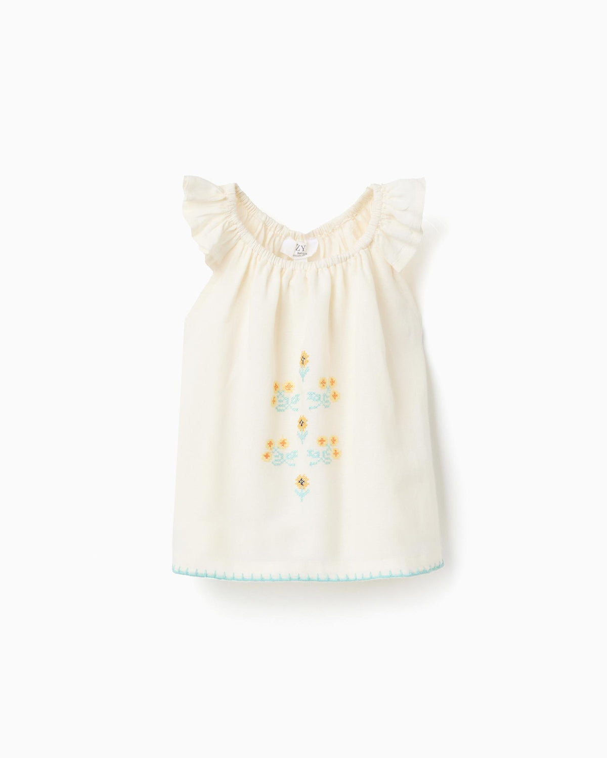 Blusa Bordado Flor Beige Zippy