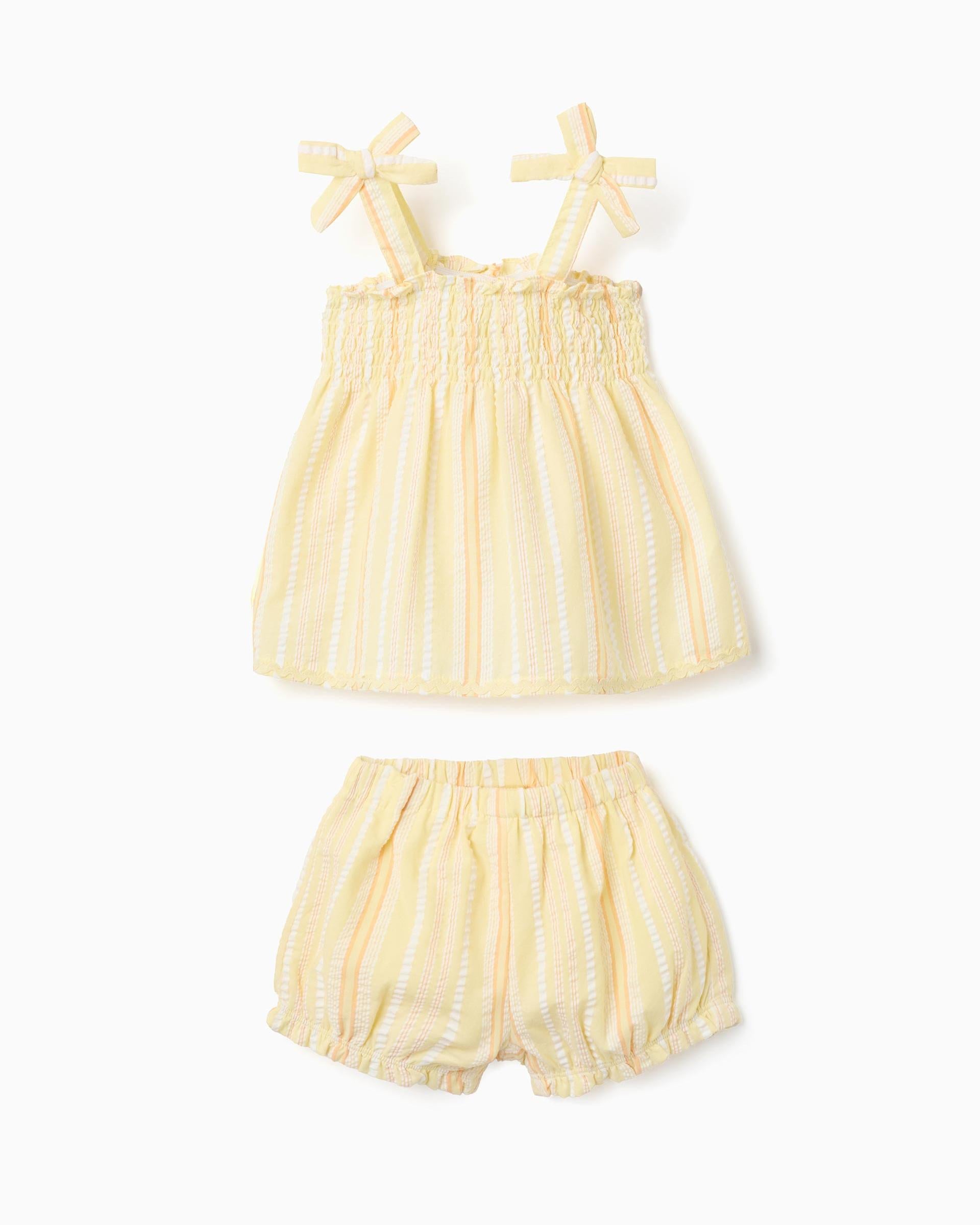 Conjunto Short Resortado Rayas Amarillo Zippy estilo