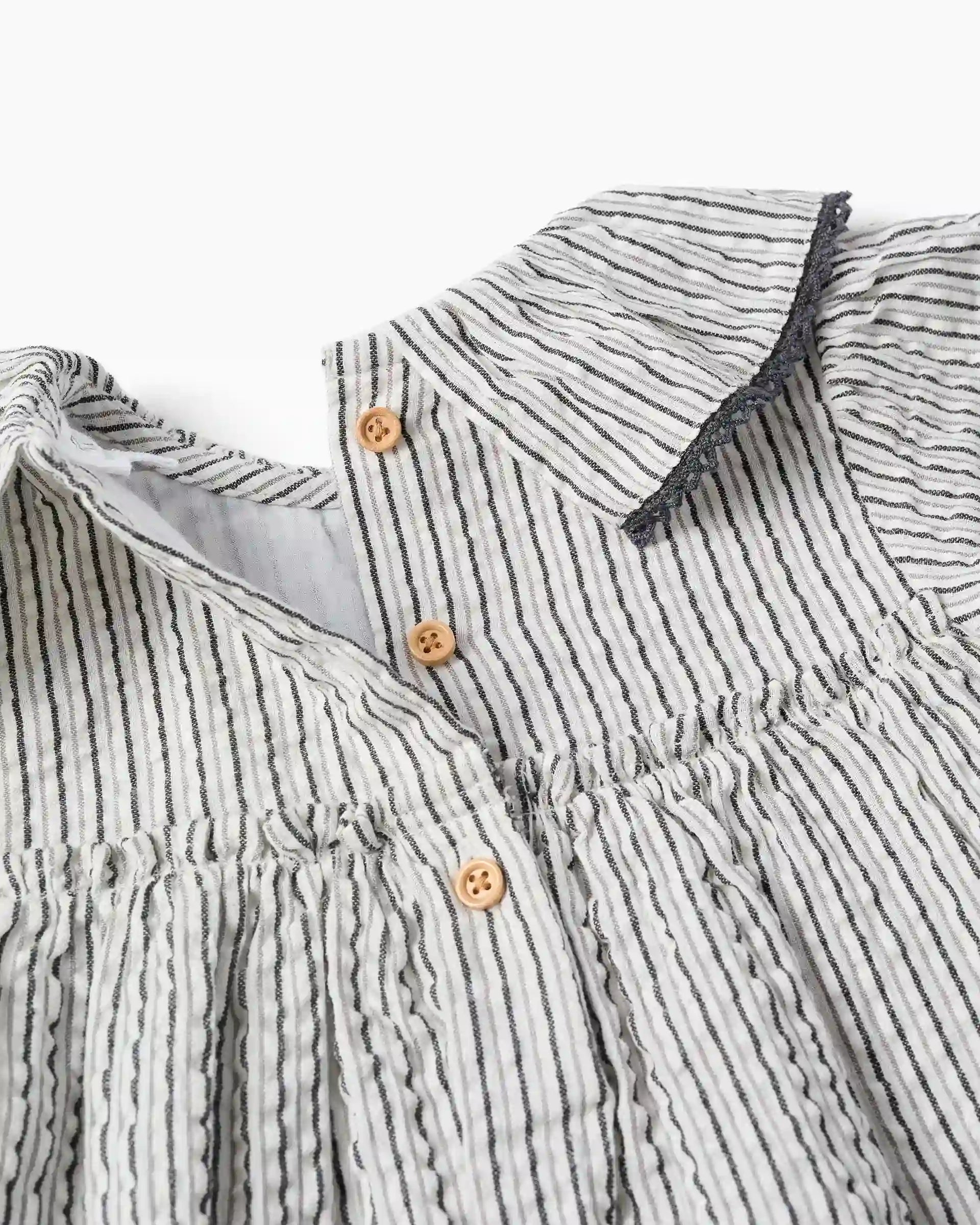 Vestido Manga Larga Rayas Gris Zippy DETALLE