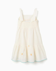 Vestido Flores Detalle Bordado Beige Zippy