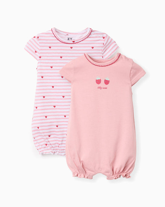 Set 2 Peleles Fresas Corazones Rosa Zippy