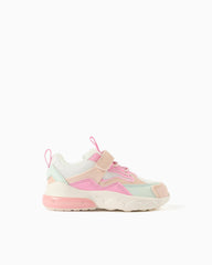 Tenis con Velcro Luces Combinado Rosa Zippy