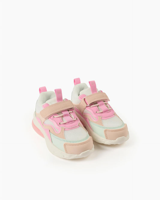 Tenis con Velcro Luces Combinado Rosa Zippy