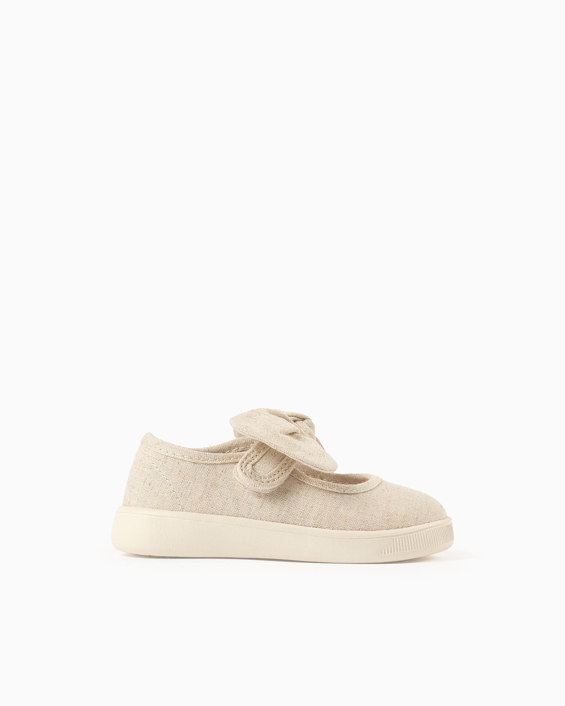 Baleta Velcro Detalle Moño Beige Zippy DISEÑO