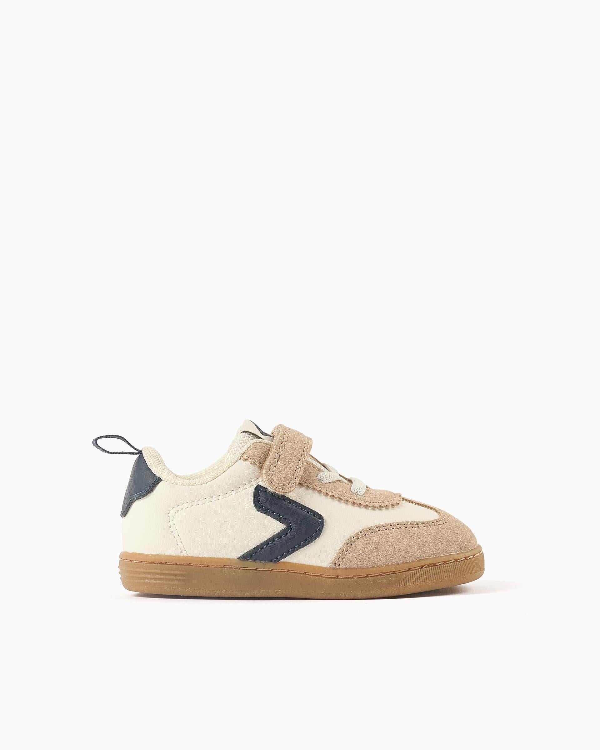 Tenis Velcro Combinado Azul Beige Zippy perfil