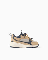Tenis Cordón Elástico Combinado Beige Navy Zippy diseño