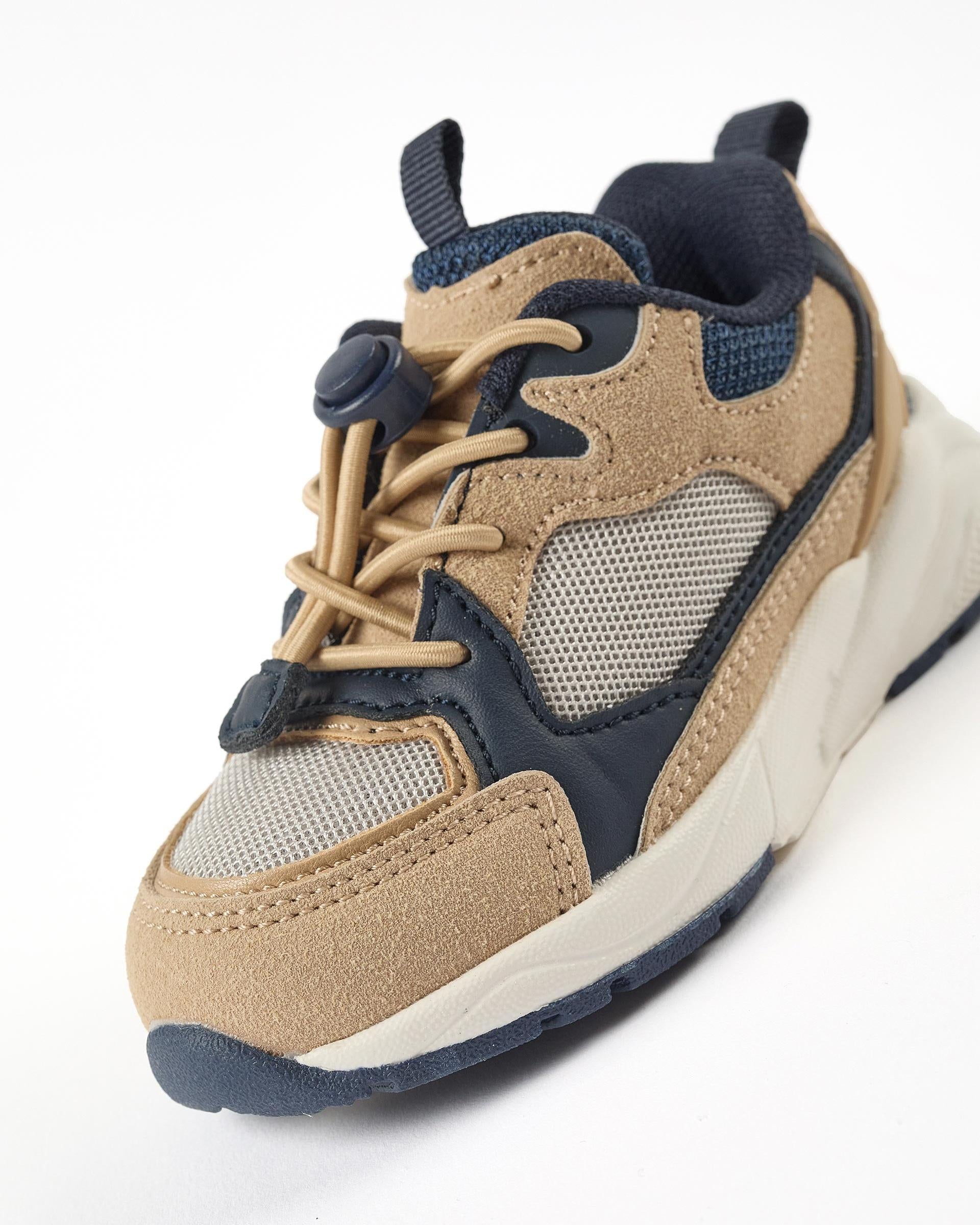 Tenis Cordón Elástico Combinado Beige Navy Zippy ESTILO