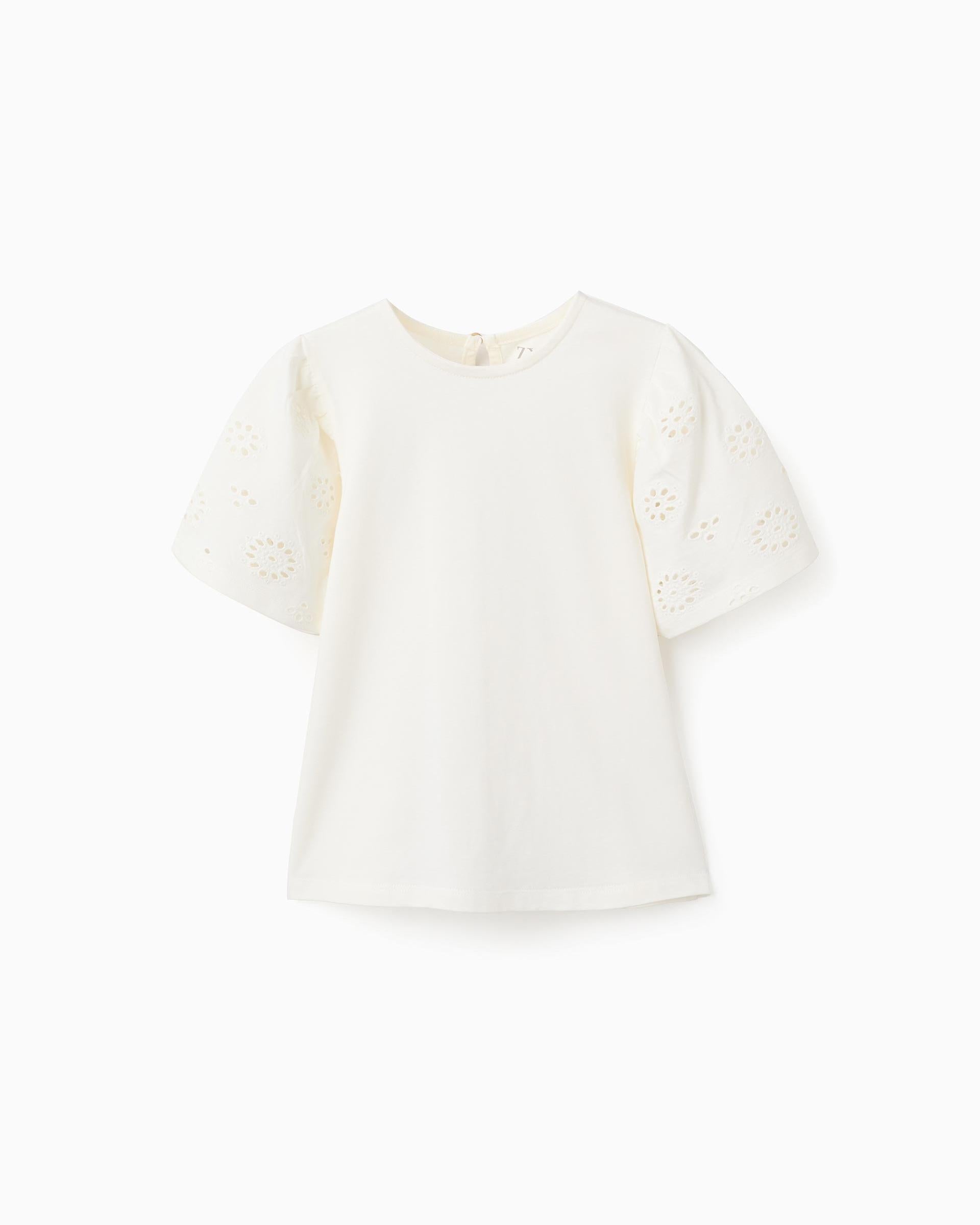 Blusa Mangas Ojalillo Crema Zippy