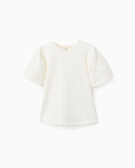 Blusa Mangas Ojalillo Crema Zippy