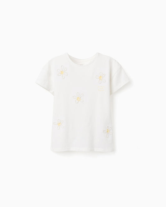 Blusa Detalle Relieve Flores Blanco Zippy