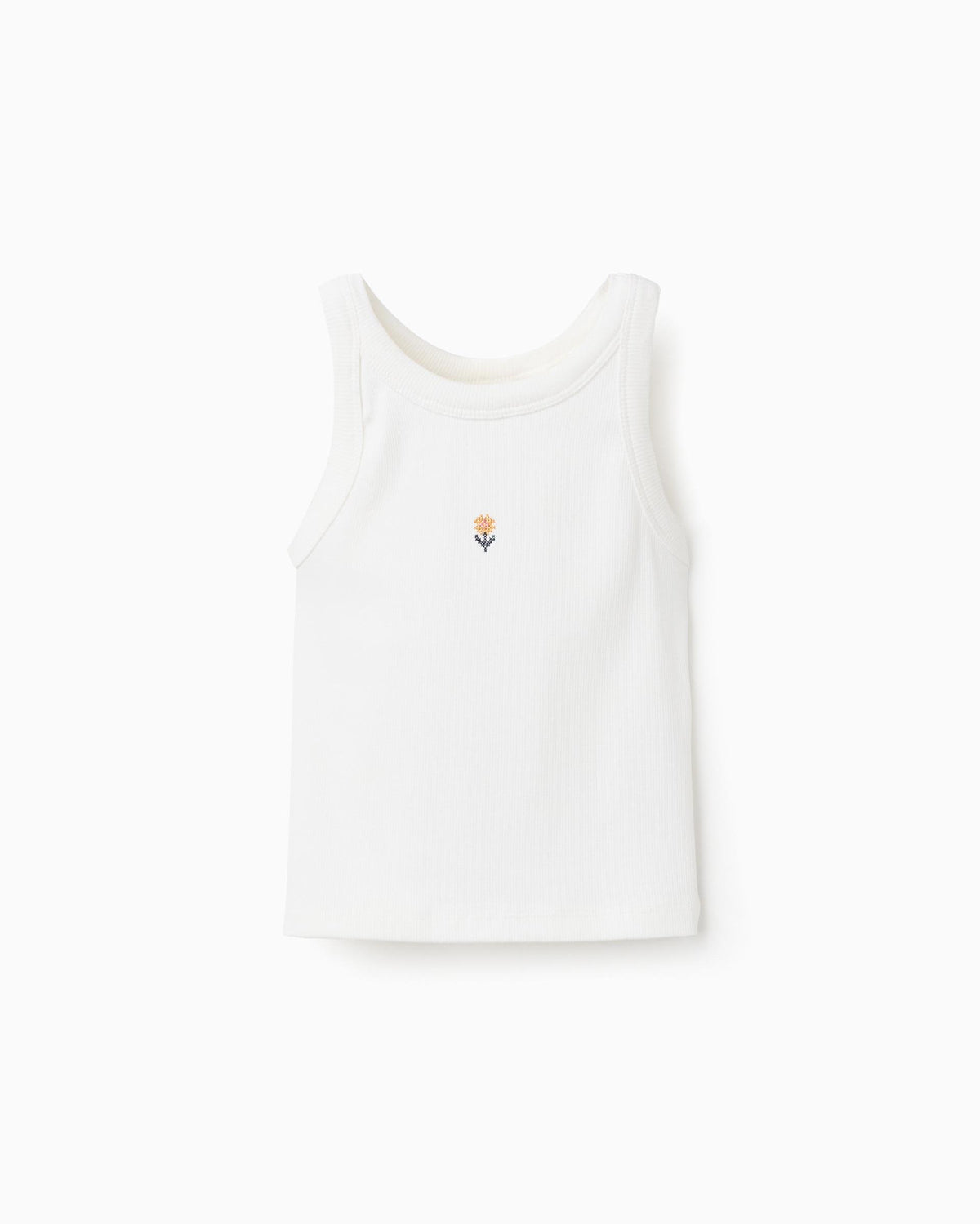 Blusa Crop Top Flor Bordado Crema Zippy