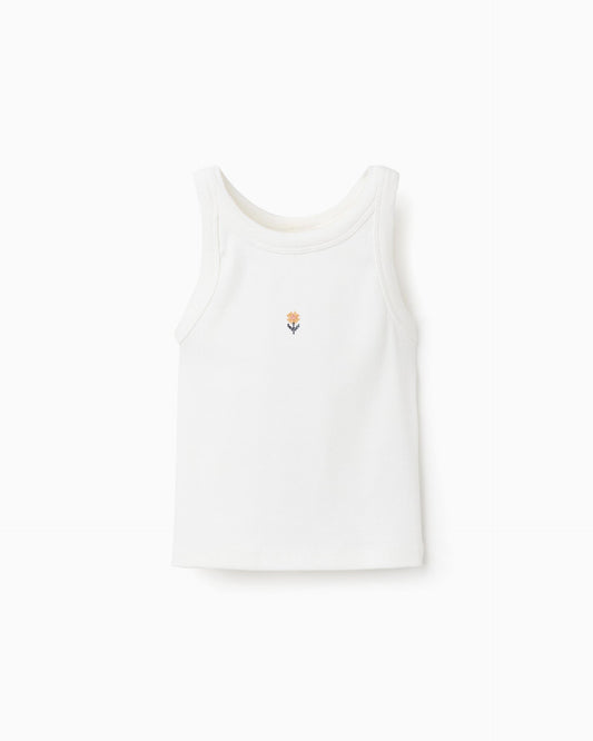 Blusa Crop Top Flor Bordado Crema Zippy