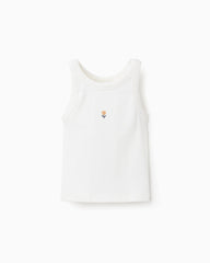 Blusa Crop Top Flor Bordado Crema Zippy