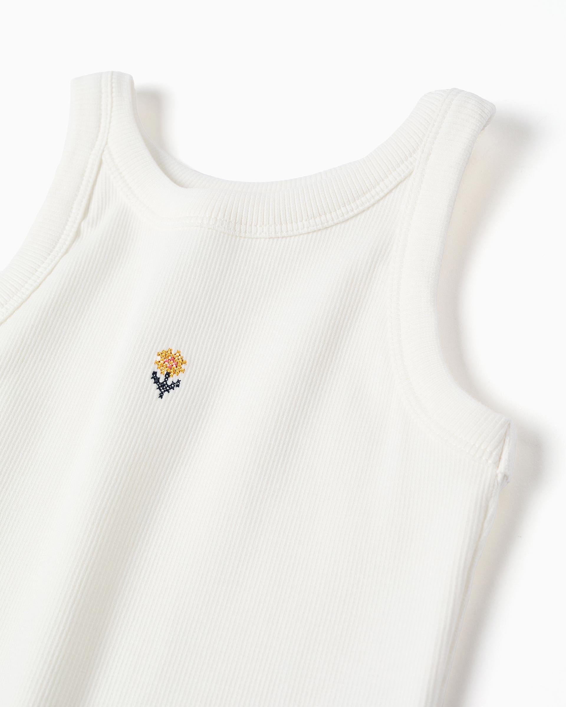 Blusa Crop Top Flor Bordado Crema Zippy estilo