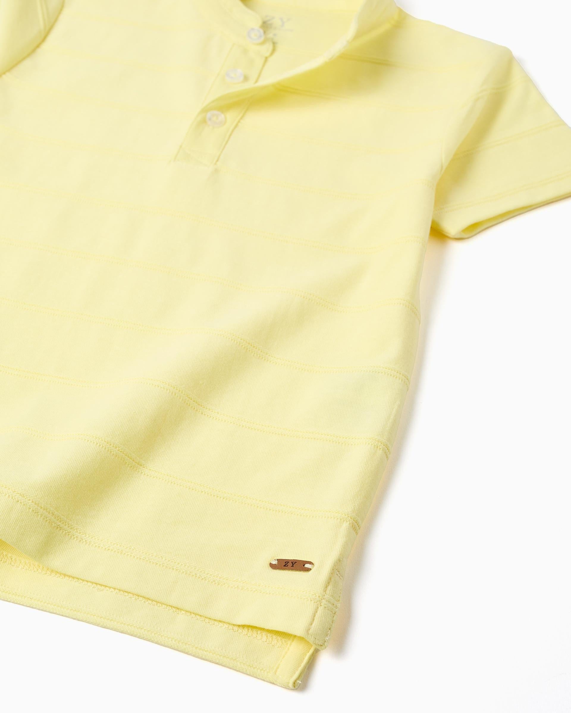 Camiseta Cuello Mao Rayas Amarillo Zippy  detalle