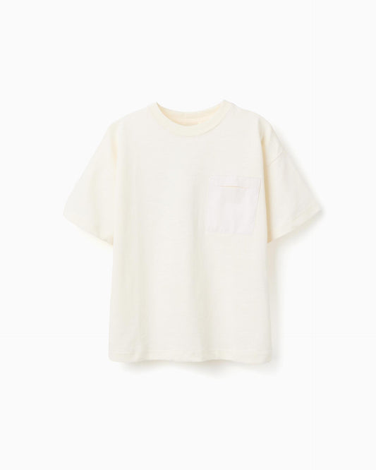 Camiseta Overzise Globo Bolsillo Beige Zippy