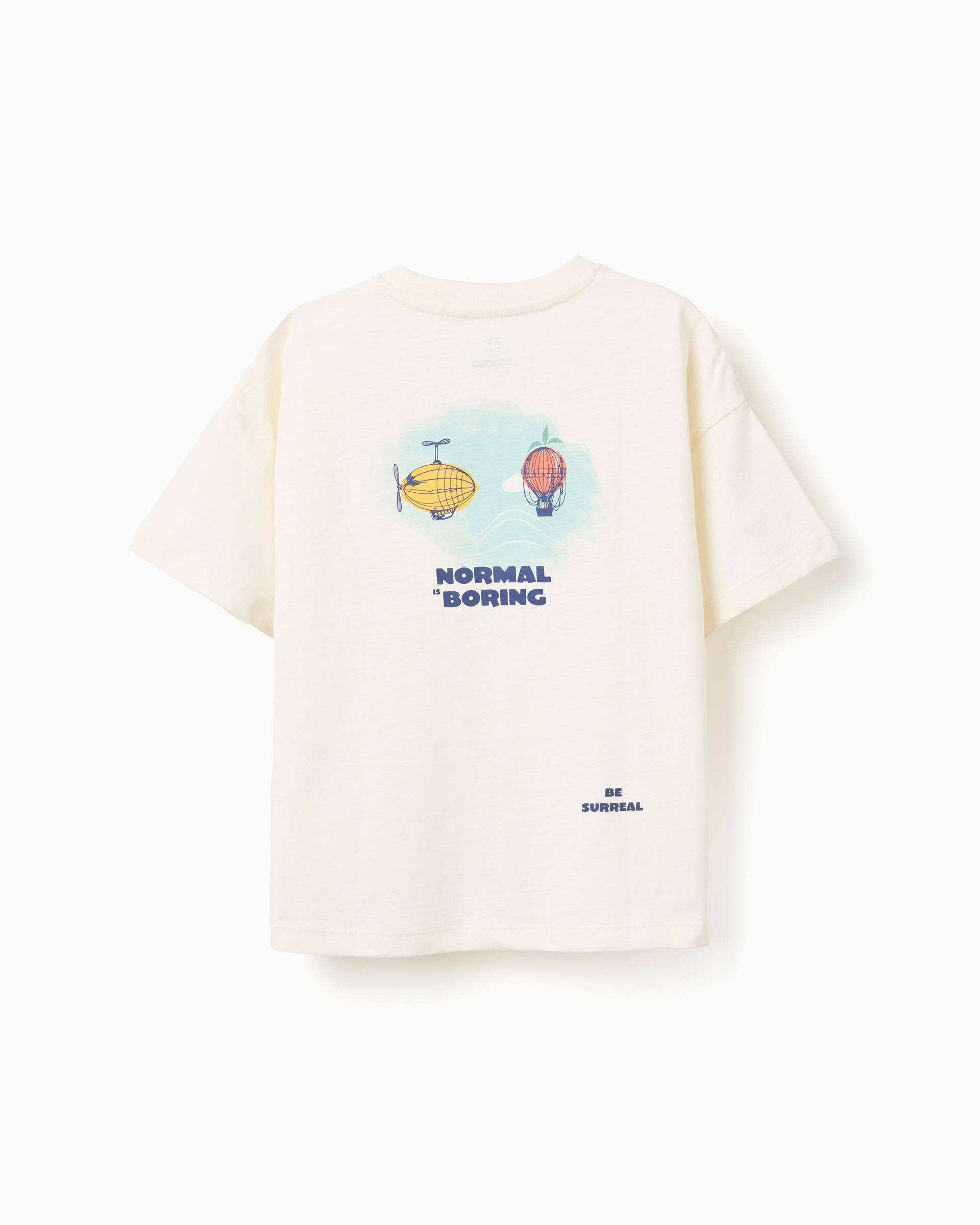 Camiseta Overzise Globo Bolsillo Beige Zippy detalle