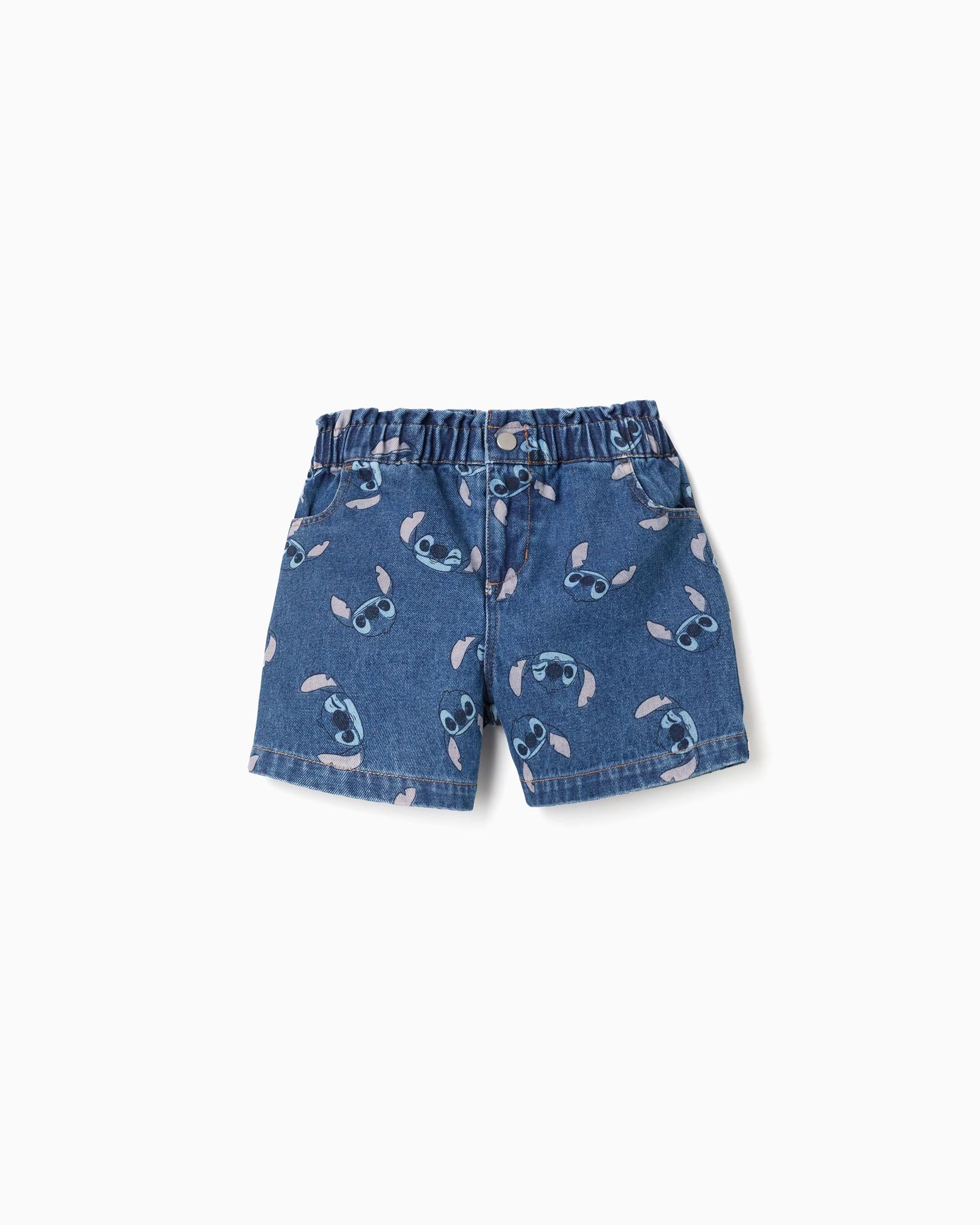 Short Estampado Stitch Denim Zippy estilo