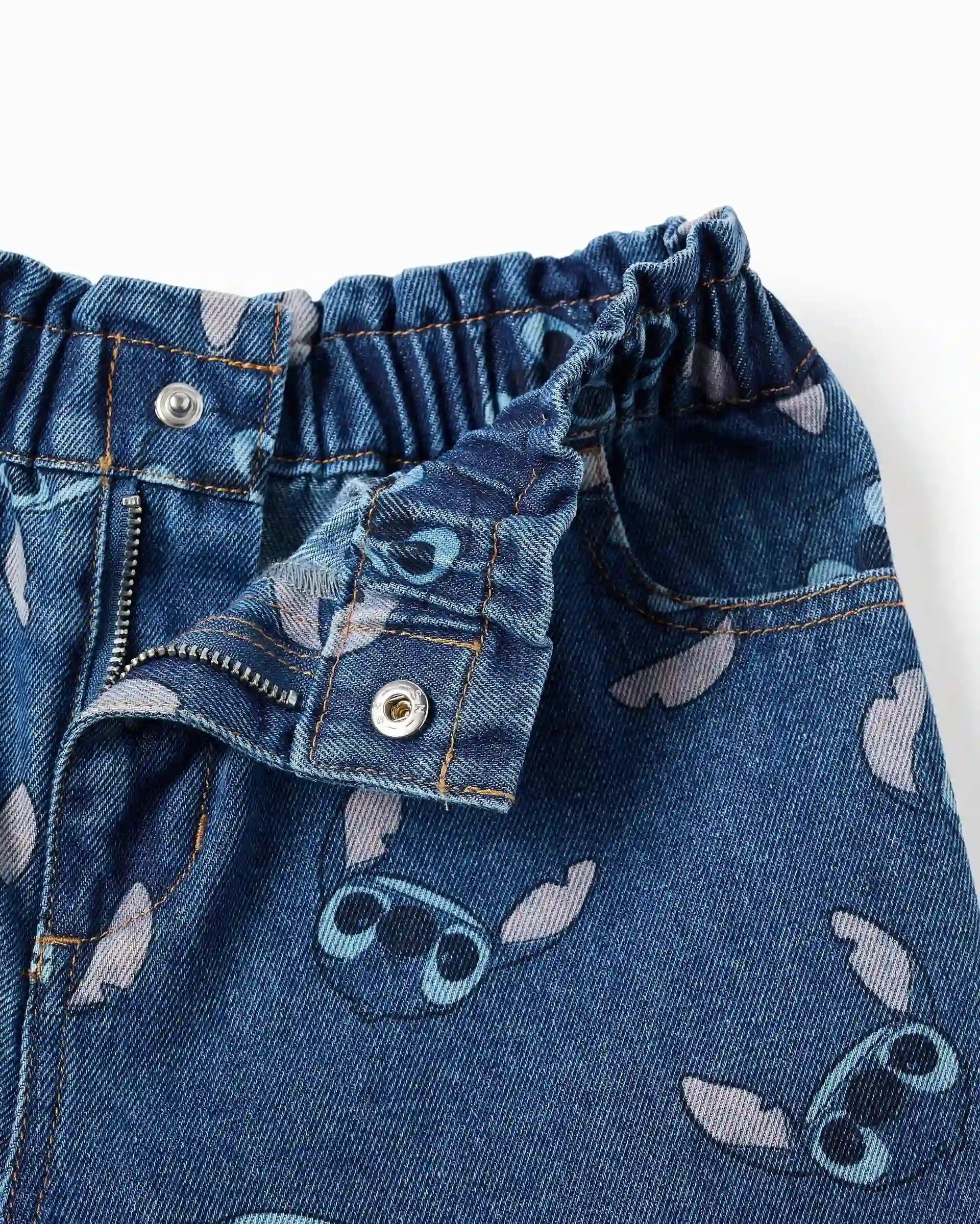 Short Estampado Stitch Denim Zippy detalles 