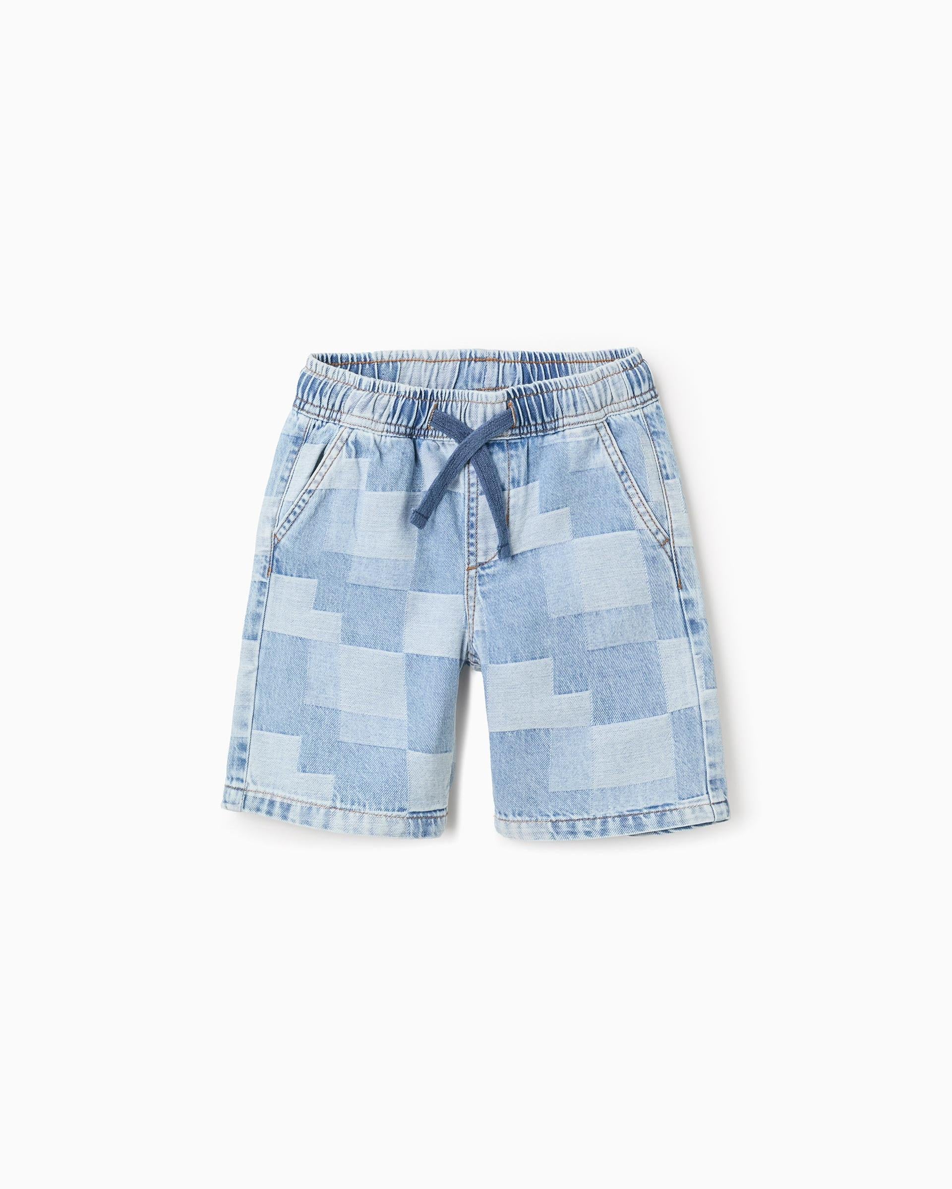 Bermuda Combinada Cuadros Denim Zippy