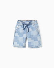 Bermuda Combinada Cuadros Denim Zippy