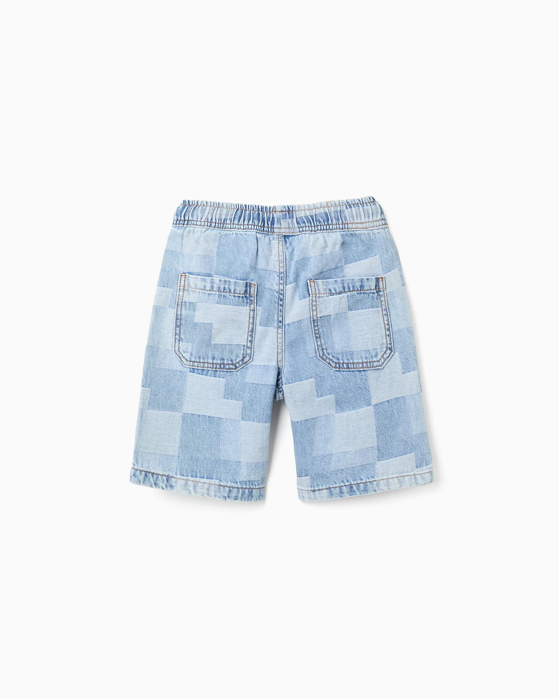 Bermuda Combinada Cuadros Denim Zippy Estilo 