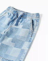 Bermuda Combinada Cuadros Denim Zippy detalle
